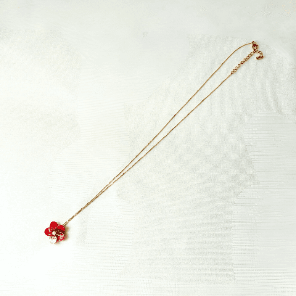 【梅】ネックレス ピンク サージカルステンレス 金属アレルギー対応 受注生産 大人可愛い 透明感 ギフト 春の新作 | 6枚目